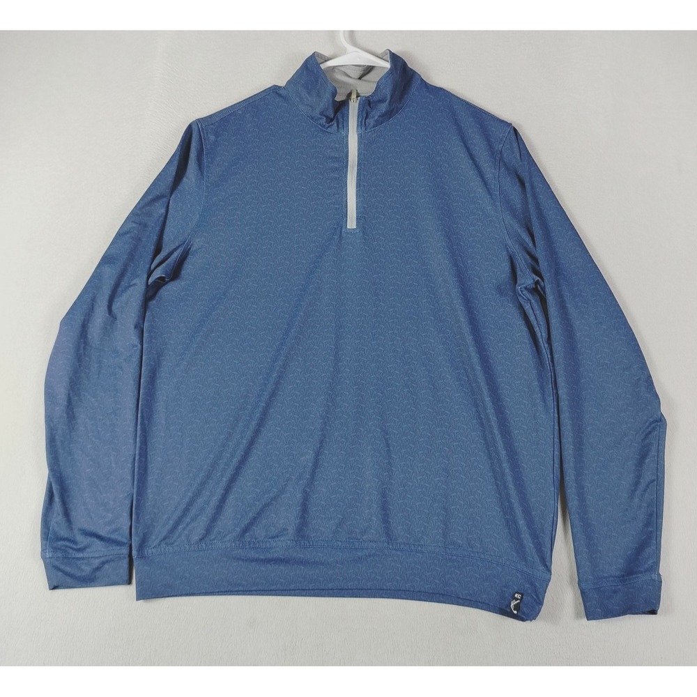 Kenneth Cole Golf Pullover Mens Small Blue 1/4 Zip Geometric Stretch Long Sleeve